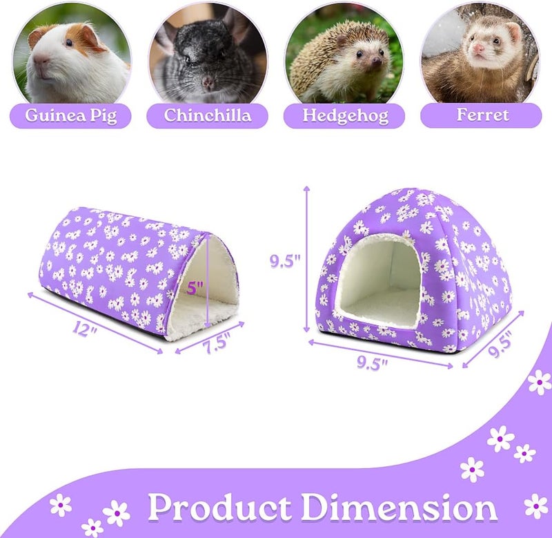 HeNdShe Guinea Pig House and Tunnel Set - 2 Pack Washable Guinea Pig Hideout Bed, Plush Small Animal Hide and Toy with Non-Slip Bottom for Ferret Dwarf Bunny - Image 4